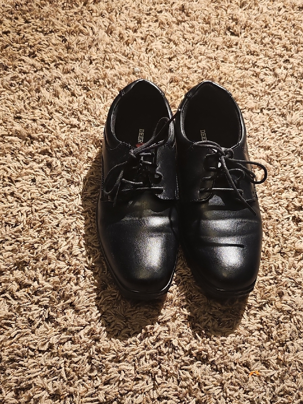 Deer Stags Black Leather Lace-Up Oxfords